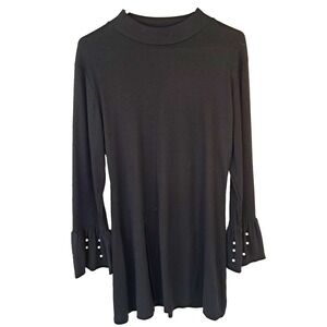 SHEIN Black Sweater Dress‎ Ribbed 1XL Flared Bell Sleeves with Round Buttons